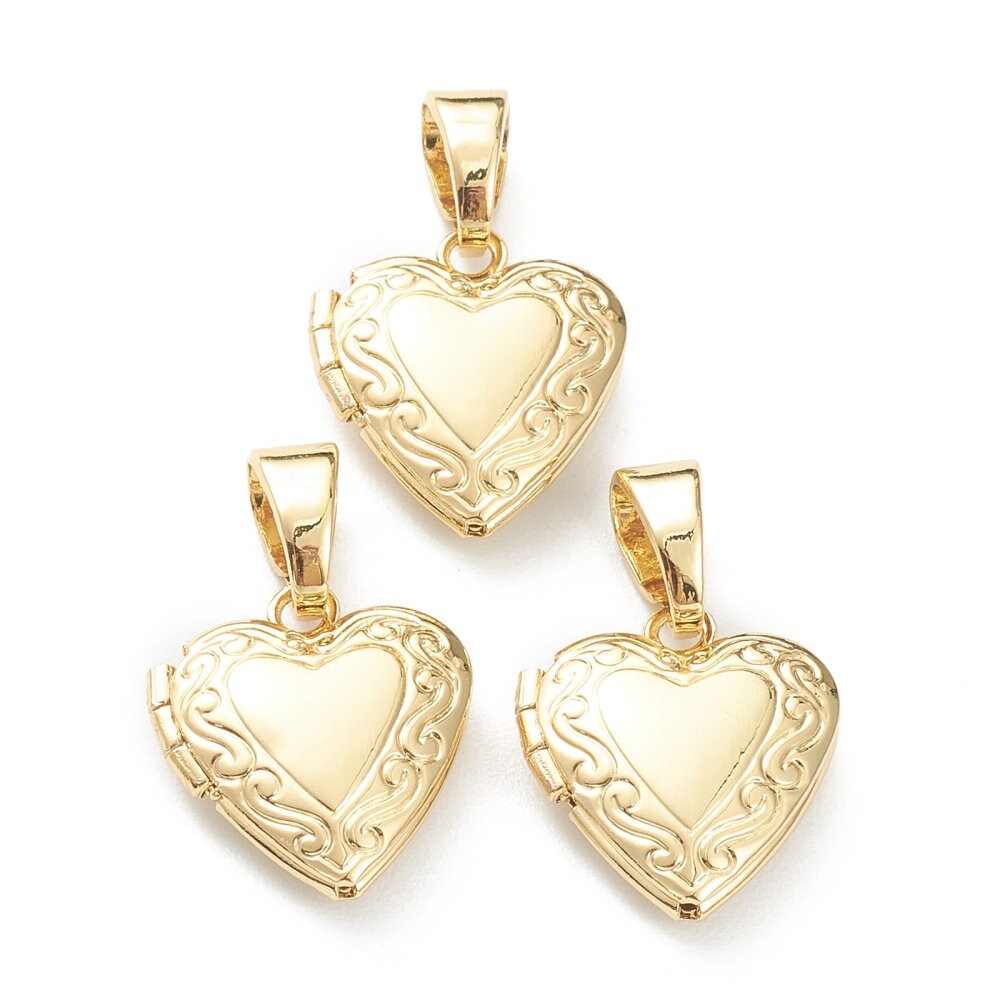 18K Gold Plate Heart Locket Pendant, Photo Frame Heart Locket Pendant, 18K Gold Plated Photo Frame Heart Locket Pendant, Heart Locket Pend