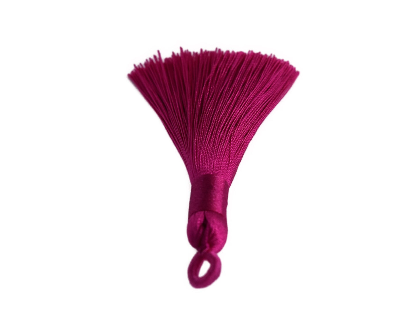 2 Deep Pink Ice Silk Tassels, Pink Ice Silk Tassels, Polyester Ice Silk Tassels, 60-67 Deep Pink Polyester tassels