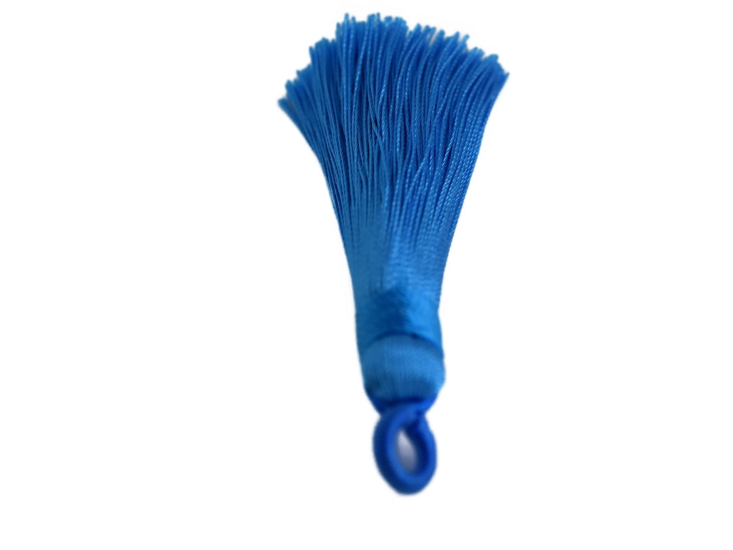 2 Deep Sky Blue Ice Silk Tassels, 2 Deep Sky Blue Ice Silk Tassels 60-67mm, Polyester Ice Silk Tassels Deep Sky Blue, Tassels Deep Sky Blue