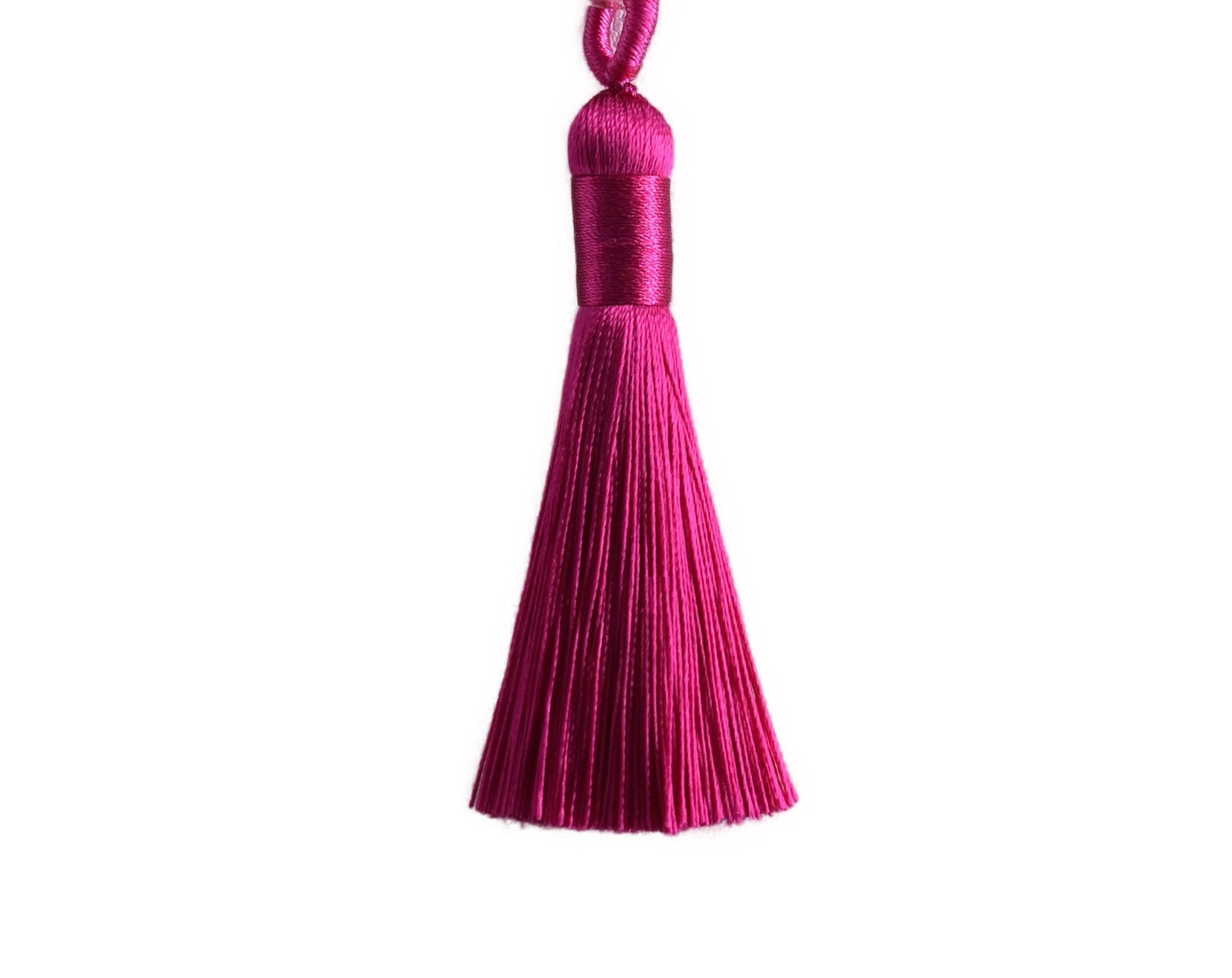 2 Deep Pink Ice Silk Tassels, Pink Ice Silk Tassels, Polyester Ice Silk Tassels, 60-67 Deep Pink Polyester tassels