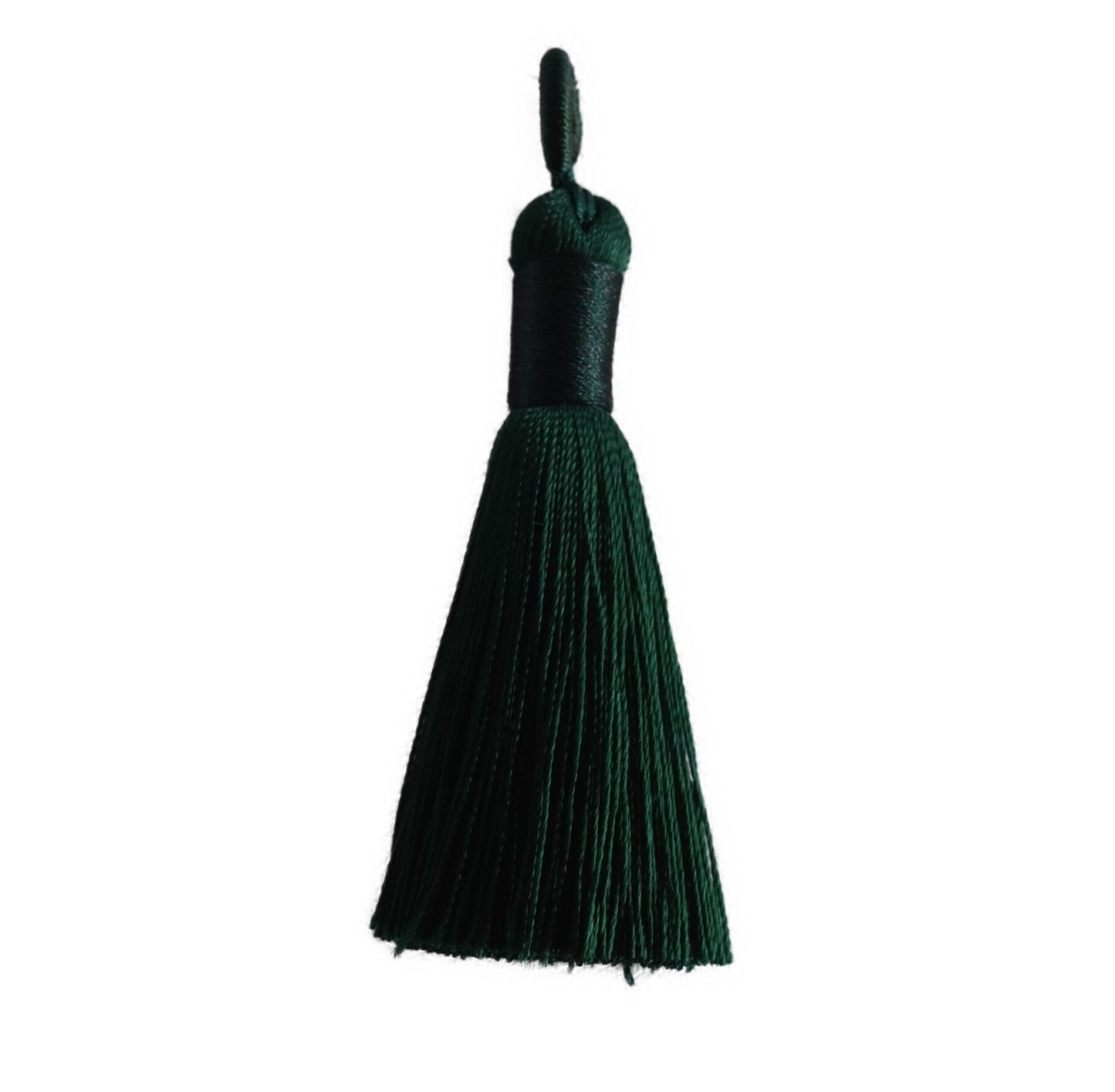 2 Dark Green Ice Silk Tassels, Dark Green Polyester Ice Silk Tassel, Dark Green Tassels 60-67mm, Green polyester tassels.
