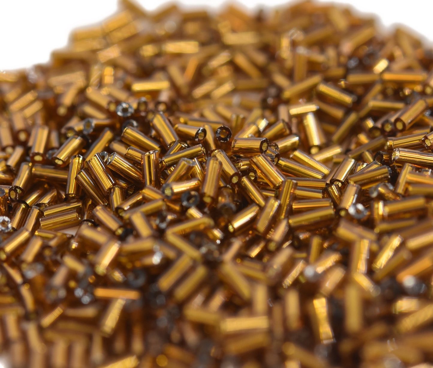 Saddle Brown Bugle Beads 26 Grams - Silver Lined 4mm, Brown Bugle Beads Silver Lined 26 Grams, Brown Tube beads 4mm, Silver lined brown bead