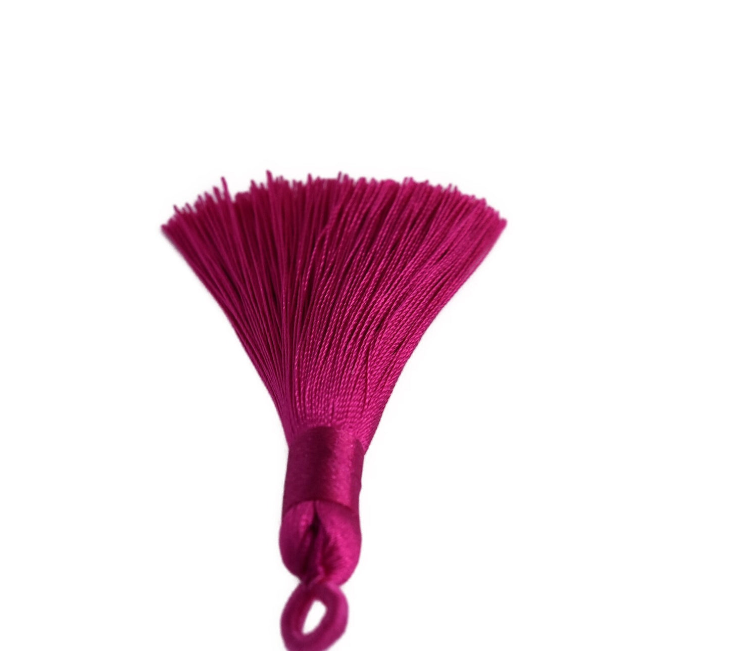 2 Deep Pink Ice Silk Tassels, Pink Ice Silk Tassels, Polyester Ice Silk Tassels, 60-67 Deep Pink Polyester tassels