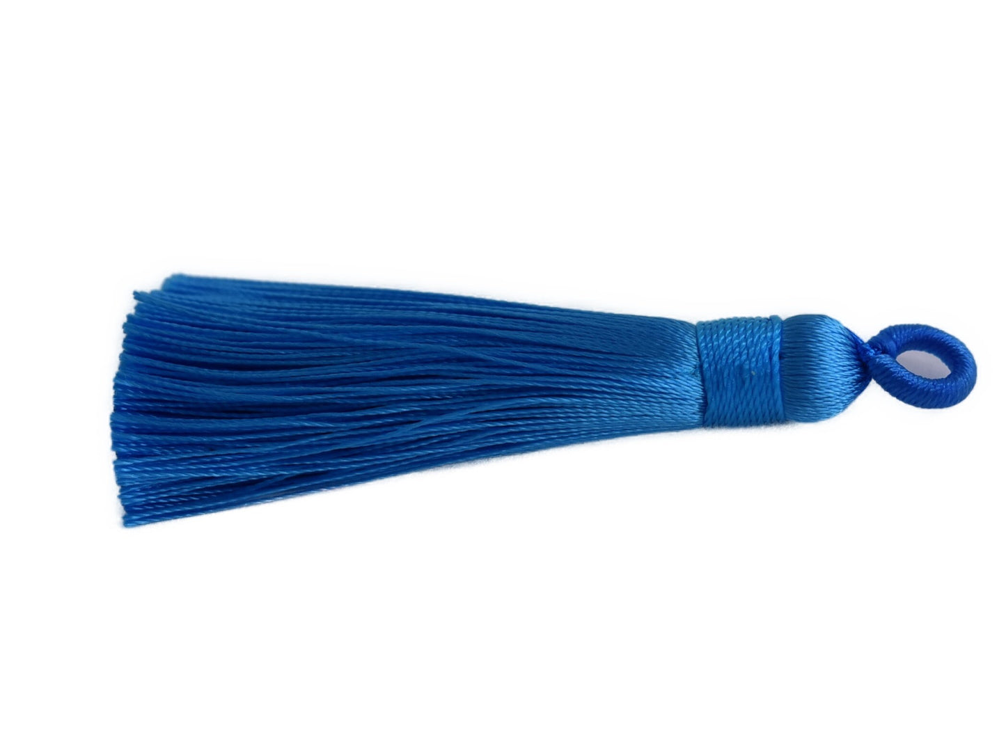 2 Deep Sky Blue Ice Silk Tassels, 2 Deep Sky Blue Ice Silk Tassels 60-67mm, Polyester Ice Silk Tassels Deep Sky Blue, Tassels Deep Sky Blue