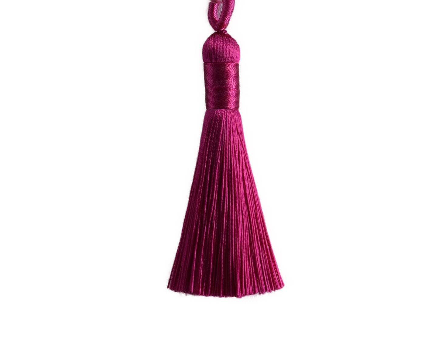 2 Deep Pink Ice Silk Tassels, Pink Ice Silk Tassels, Polyester Ice Silk Tassels, 60-67 Deep Pink Polyester tassels