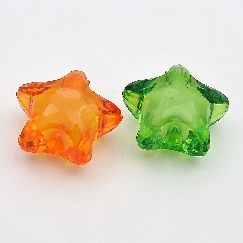 10 Star Beads, Craft Star Beads, Acrylic Star Beads, Jewelry Star Beads, Children Craft Star Beads, Kids Craft Star Beads, Bead in Bead star