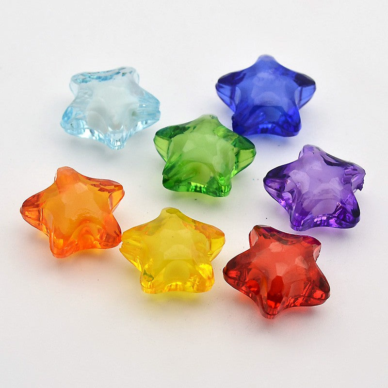 10 Star Beads, Craft Star Beads, Acrylic Star Beads, Jewelry Star Beads, Children Craft Star Beads, Kids Craft Star Beads, Bead in Bead star