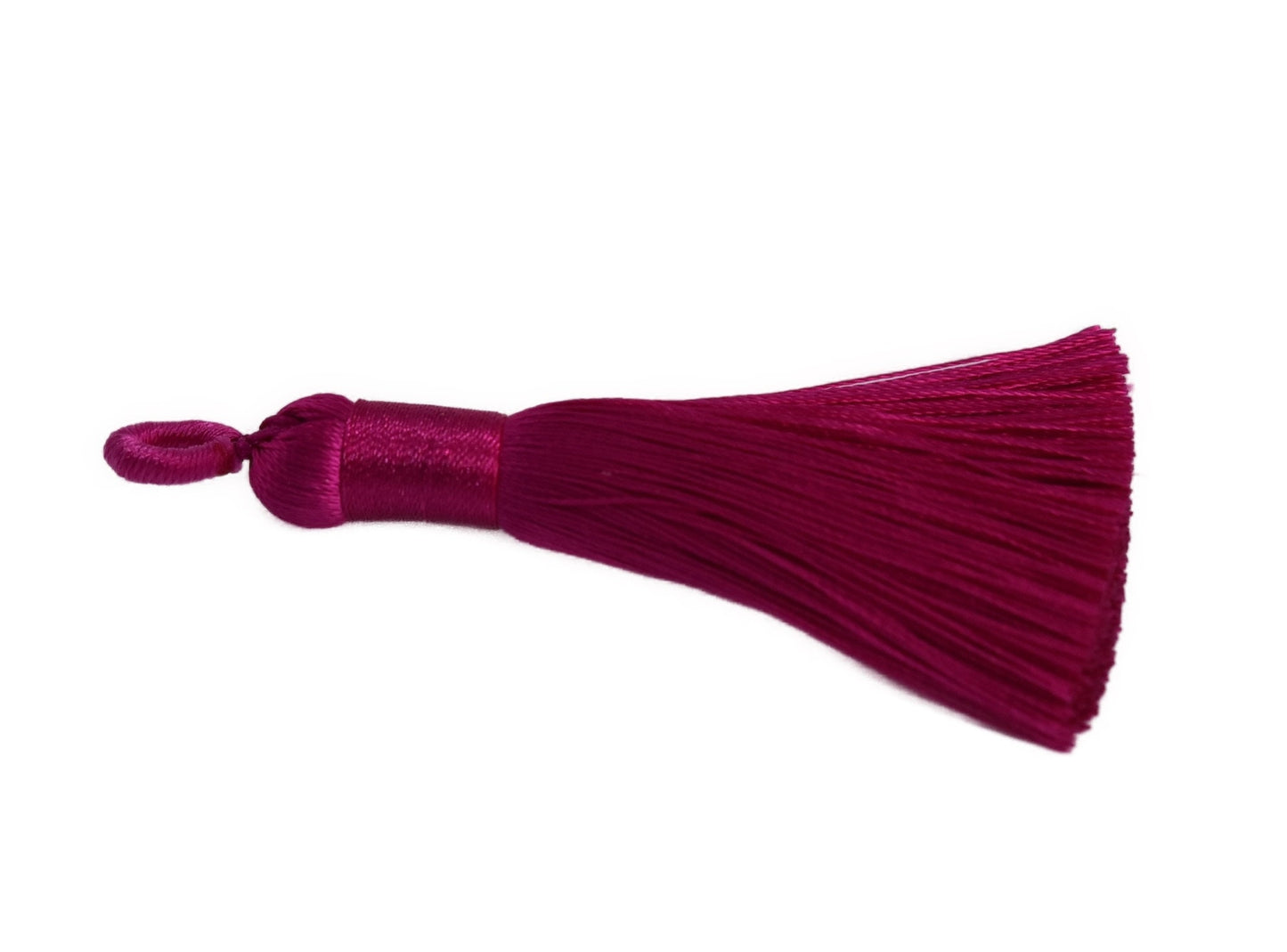 2 Deep Pink Ice Silk Tassels, Pink Ice Silk Tassels, Polyester Ice Silk Tassels, 60-67 Deep Pink Polyester tassels