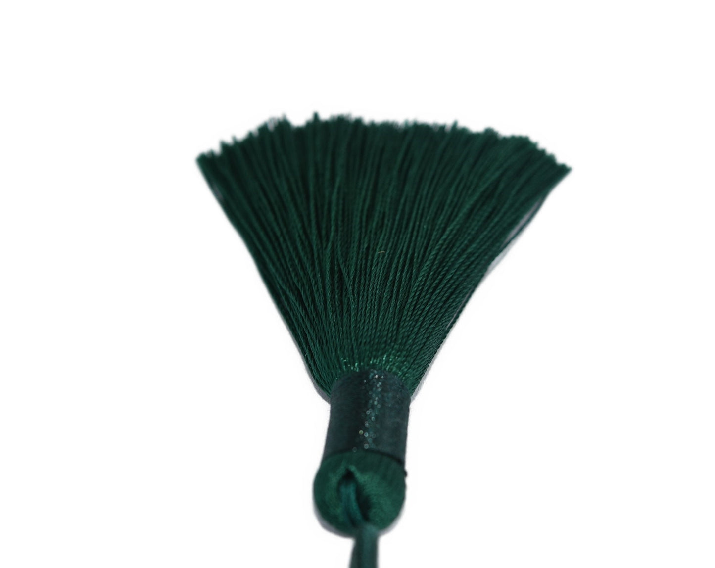 2 Dark Green Ice Silk Tassels, Dark Green Polyester Ice Silk Tassel, Dark Green Tassels 60-67mm, Green polyester tassels.