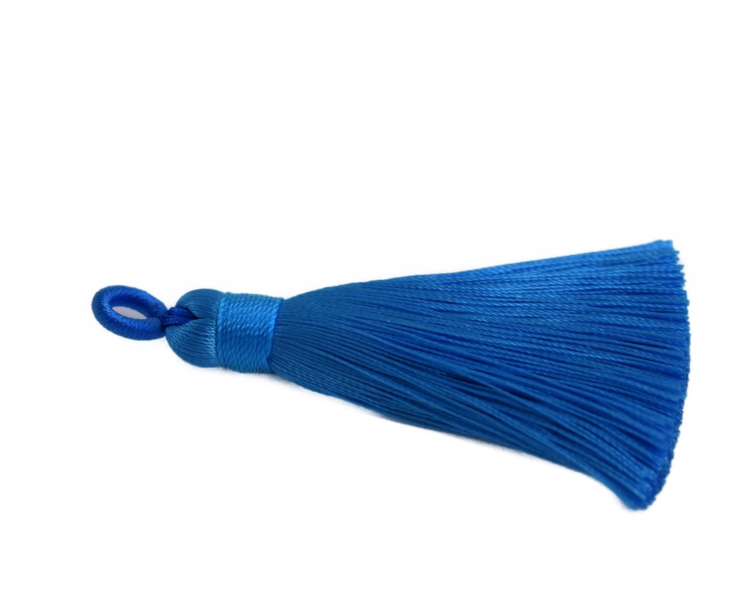 2 Deep Sky Blue Ice Silk Tassels, 2 Deep Sky Blue Ice Silk Tassels 60-67mm, Polyester Ice Silk Tassels Deep Sky Blue, Tassels Deep Sky Blue