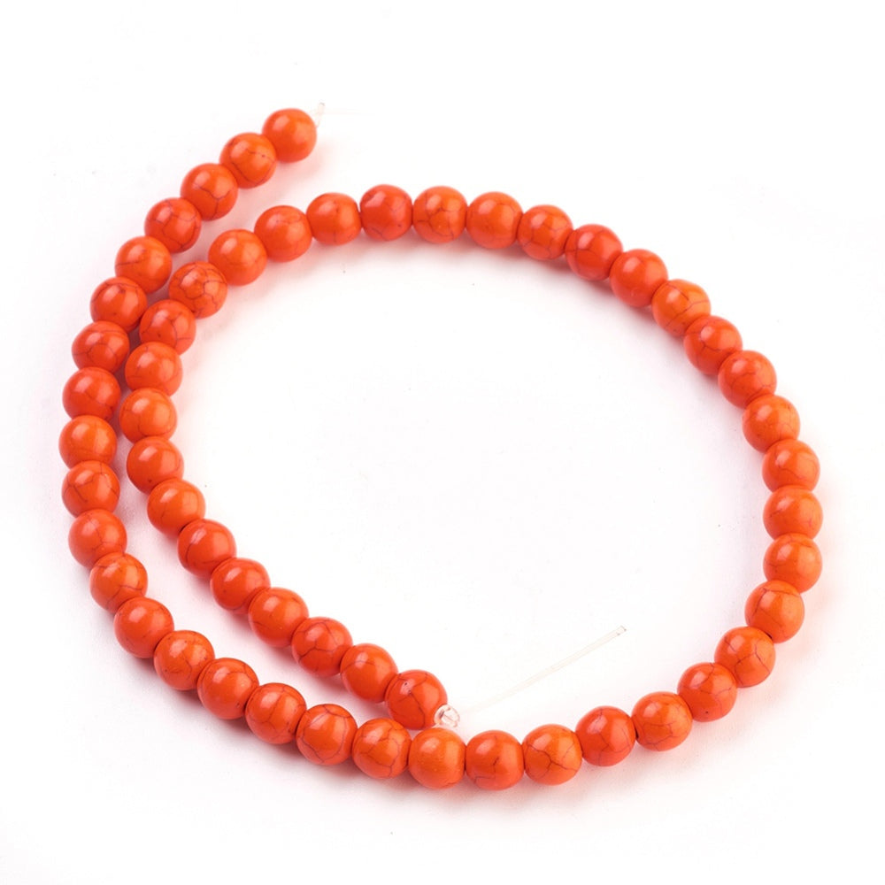 Synthetic Turquoise Beads - Orange Red - 8mm