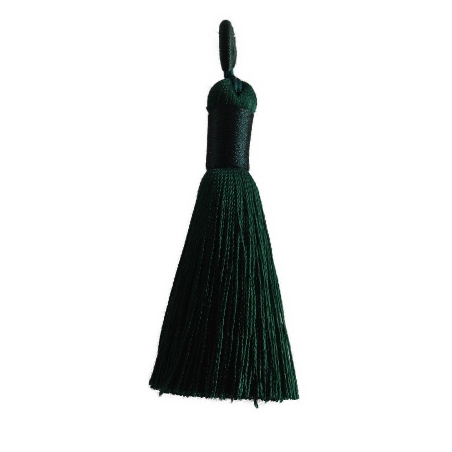 2 Dark Green Ice Silk Tassels, Dark Green Polyester Ice Silk Tassel, Dark Green Tassels 60-67mm, Green polyester tassels.