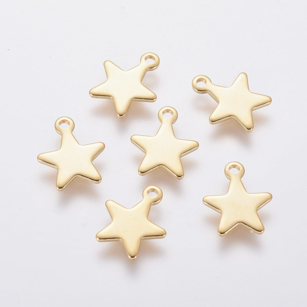 Star charms, gold star charms, star bracelet charms, jewelry charms, charms, 304 stainless steel gold charms