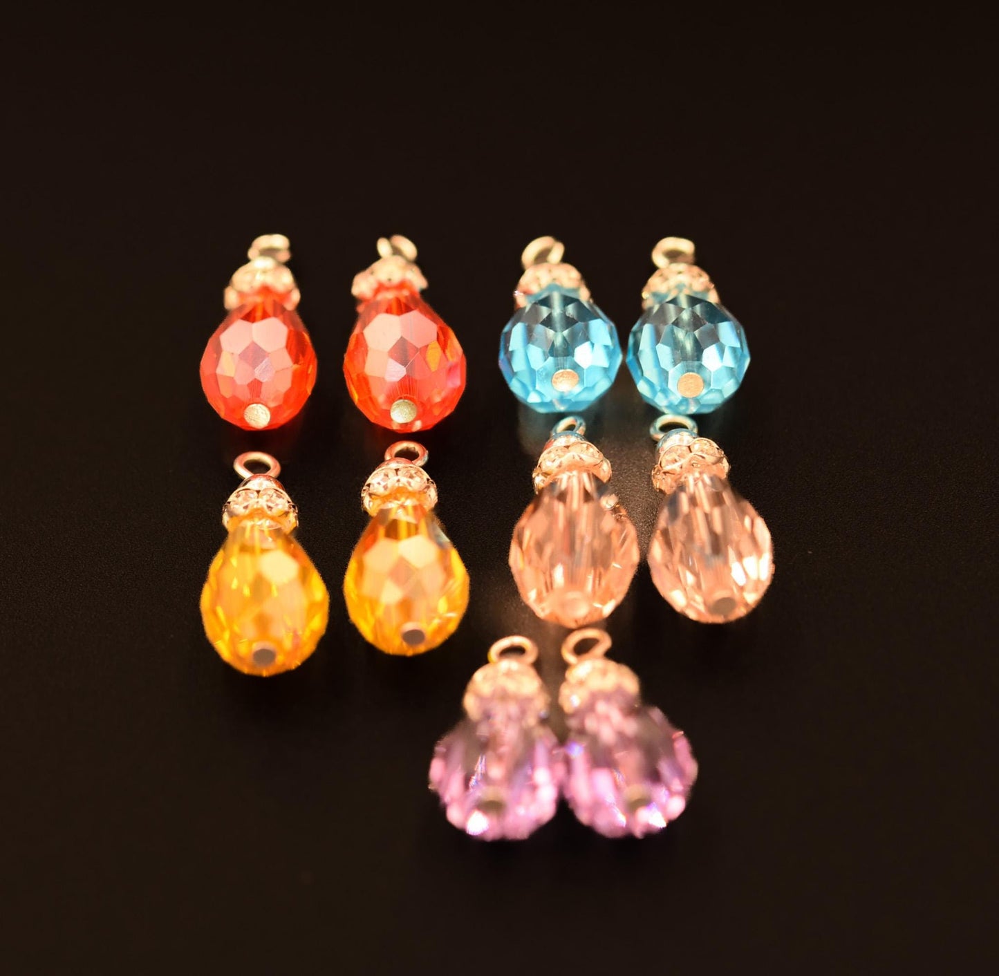 10 Drop bead pendants, glass drop bead pendants, drop bead pendants, necklace pendants, earring pendants, jewelry pendants, faceted glass