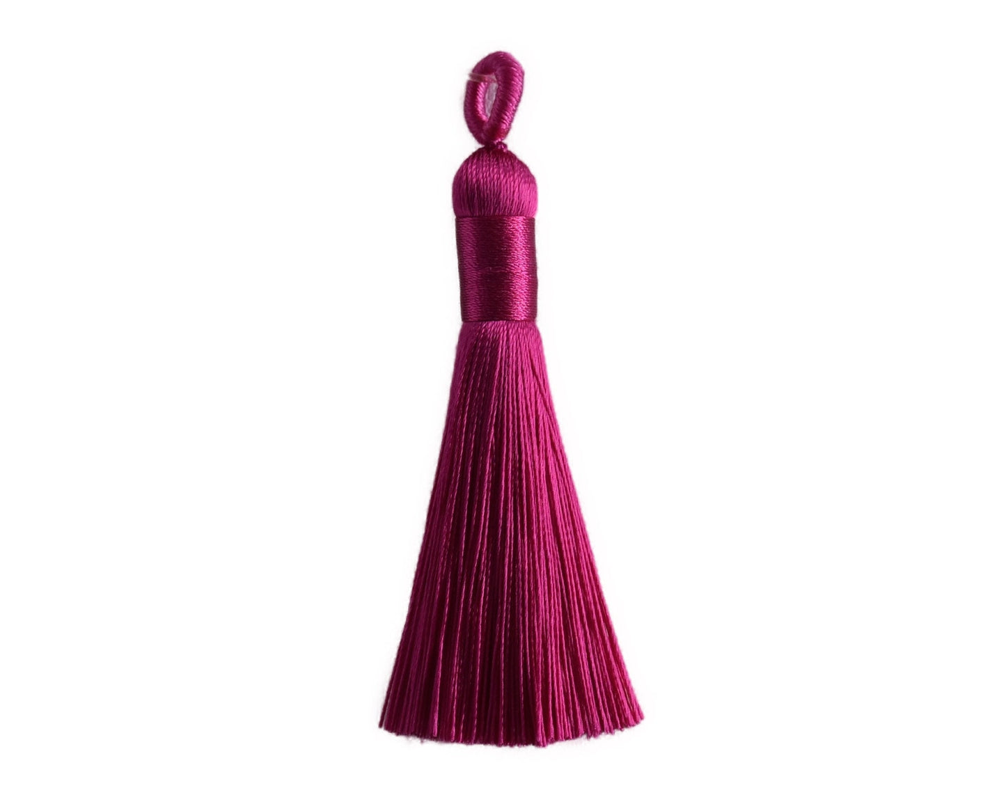 2 Deep Pink Ice Silk Tassels, Pink Ice Silk Tassels, Polyester Ice Silk Tassels, 60-67 Deep Pink Polyester tassels