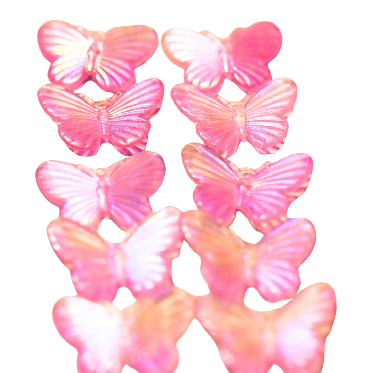 10 Acrylic butterflies, pink butterflies, yellow butterflies, magenta butterflies. craft butterflies, hair butterflies, butterfly pendants