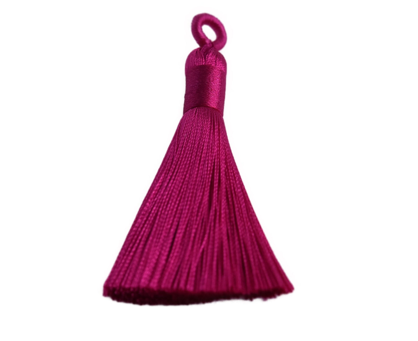 2 Deep Pink Ice Silk Tassels, Pink Ice Silk Tassels, Polyester Ice Silk Tassels, 60-67 Deep Pink Polyester tassels