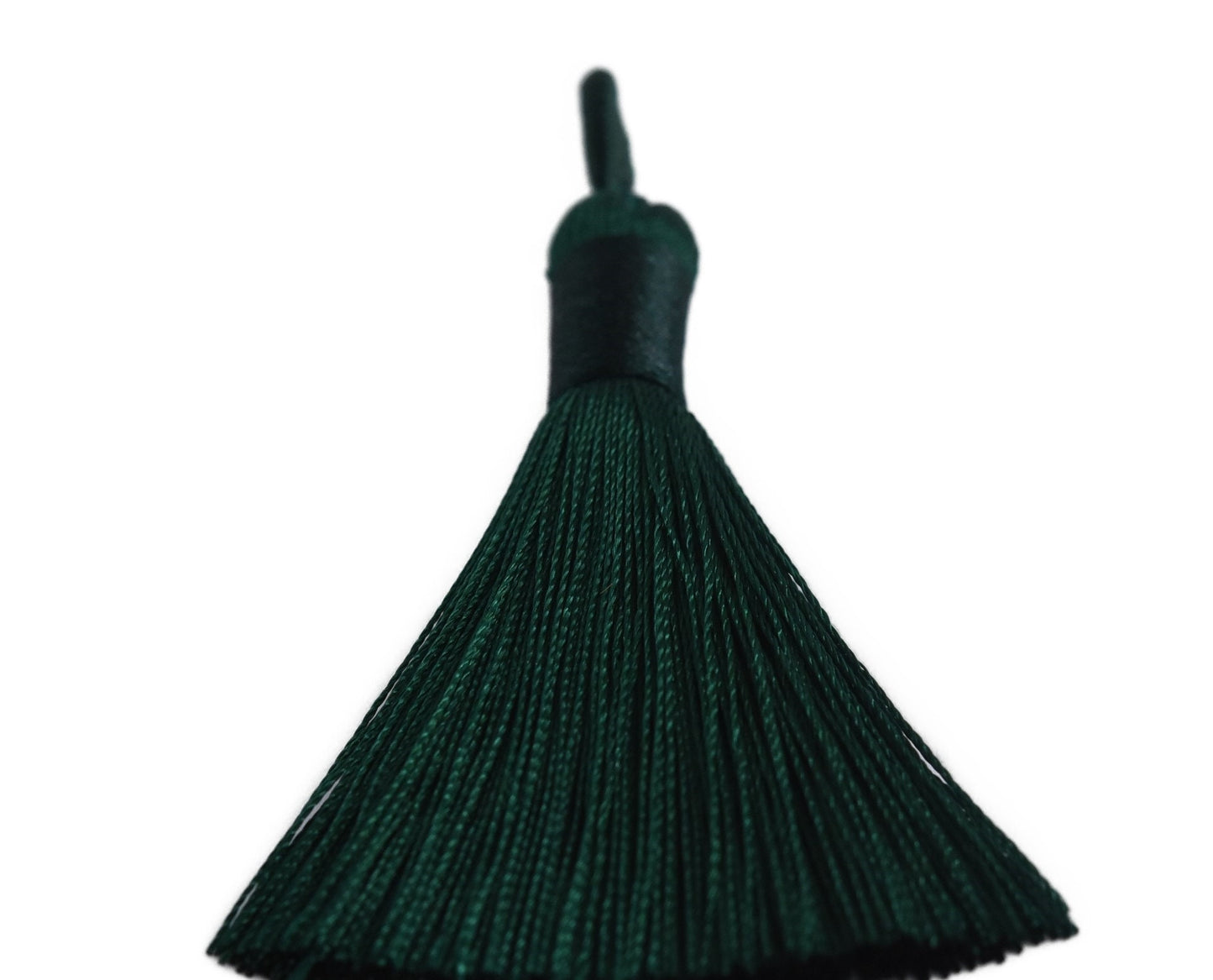 2 Dark Green Ice Silk Tassels, Dark Green Polyester Ice Silk Tassel, Dark Green Tassels 60-67mm, Green polyester tassels.