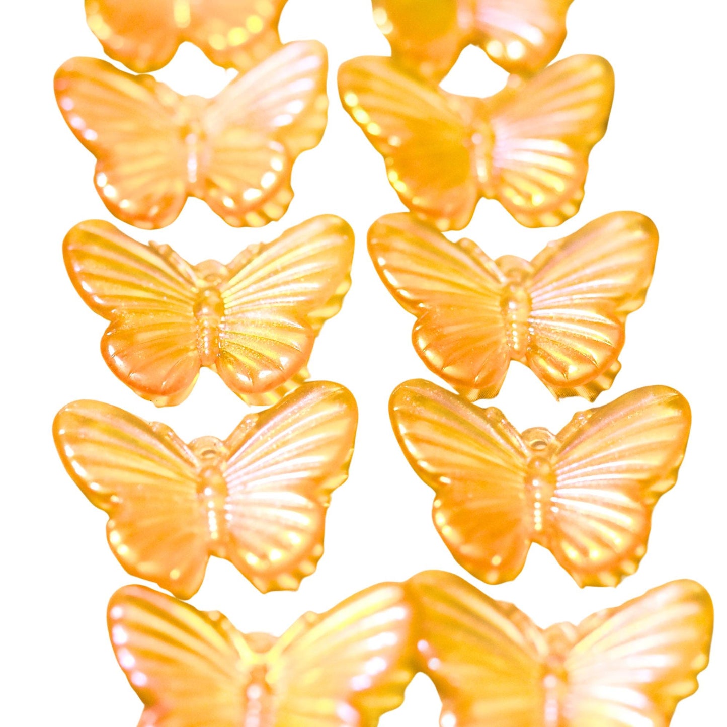 10 Acrylic butterflies, pink butterflies, yellow butterflies, magenta butterflies. craft butterflies, hair butterflies, butterfly pendants