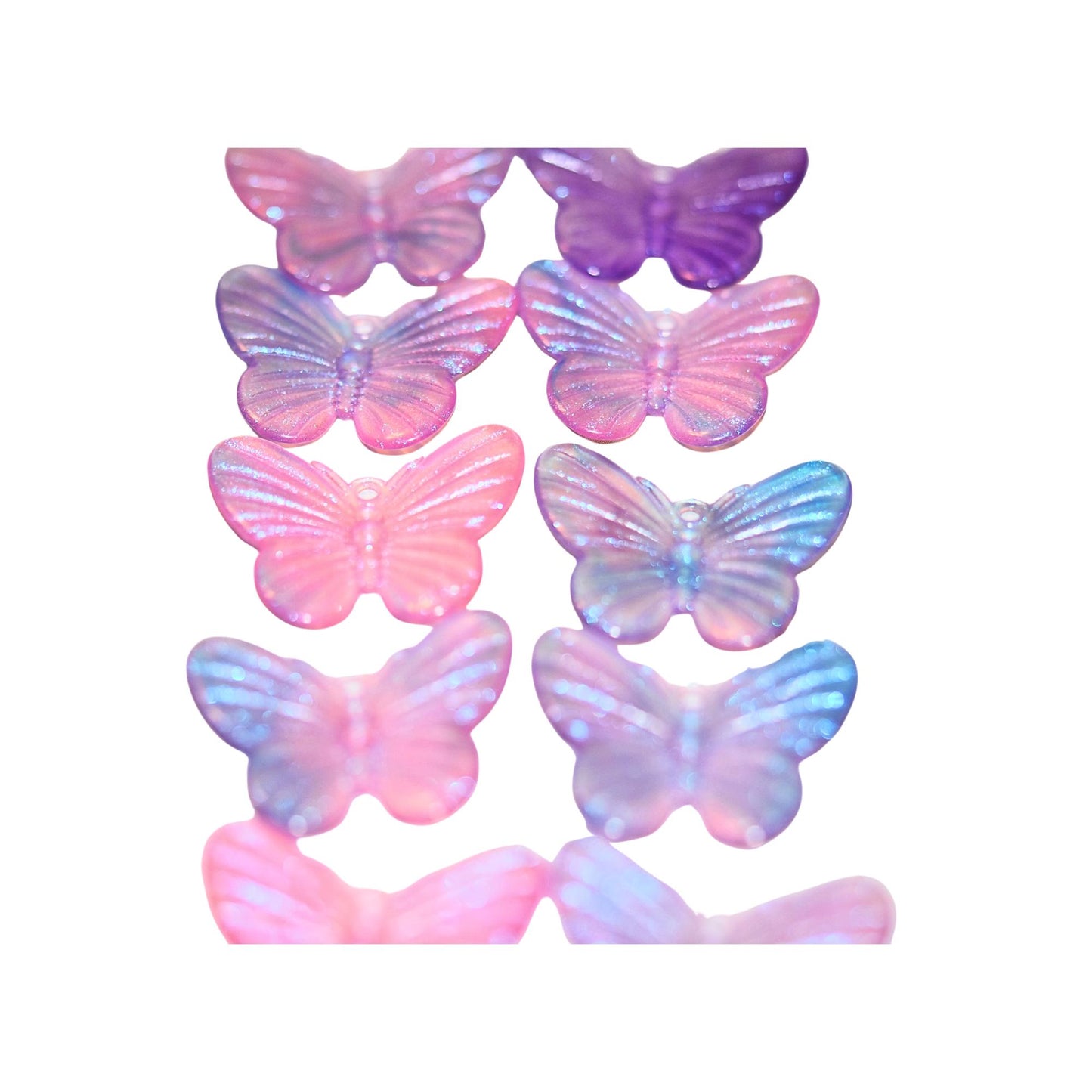 10 Acrylic butterflies, pink butterflies, yellow butterflies, magenta butterflies. craft butterflies, hair butterflies, butterfly pendants