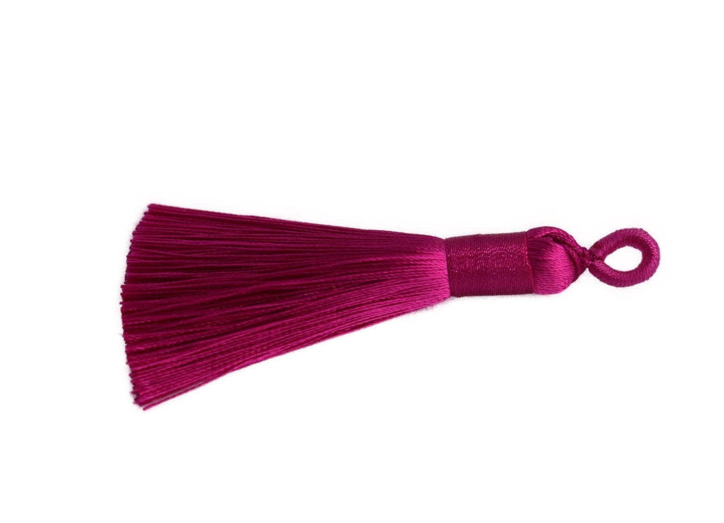2 Deep Pink Ice Silk Tassels, Pink Ice Silk Tassels, Polyester Ice Silk Tassels, 60-67 Deep Pink Polyester tassels