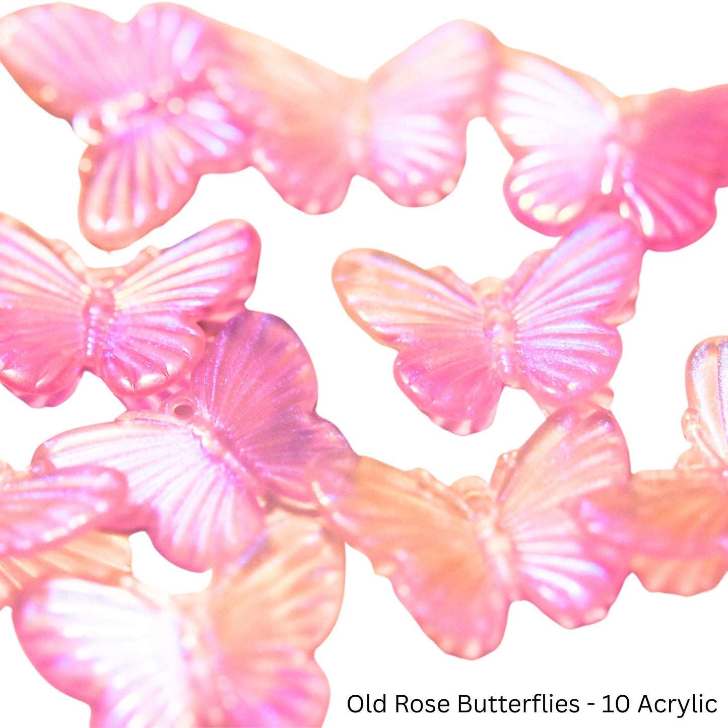 10 Acrylic butterflies, pink butterflies, yellow butterflies, magenta butterflies. craft butterflies, hair butterflies, butterfly pendants