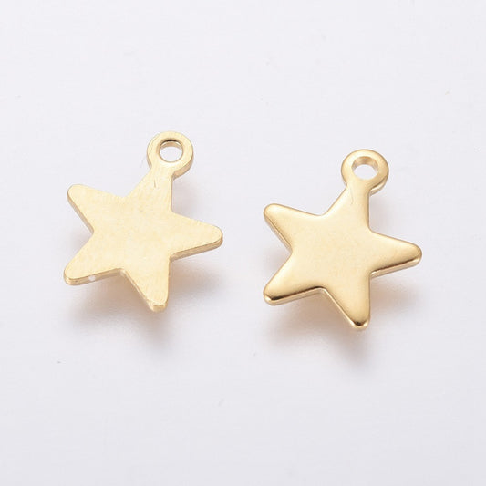 Star charms, gold star charms, star bracelet charms, jewelry charms, charms, 304 stainless steel gold charms