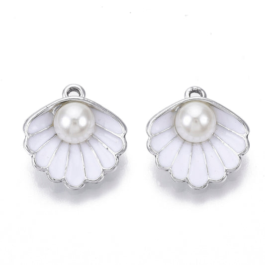 white shell charm with imitation pearl