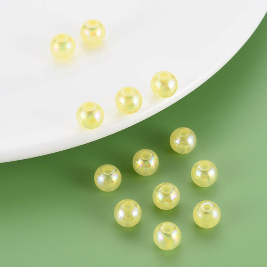 Yellow Imitation Jelly Beads 8mm