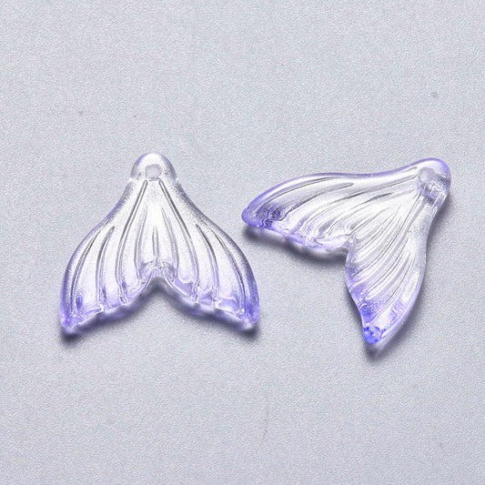 Slate Blue fish tail pendant, slate blue glitter powder pendant, light purple fish tail pendant