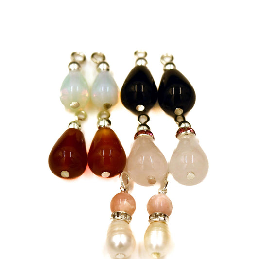 10 Gemstone mix pendants, pearl with opal pendant, Opalite pendant, Carnelian Pendant, Rose Quartz pendant, Black Agate pendant, drop pendan
