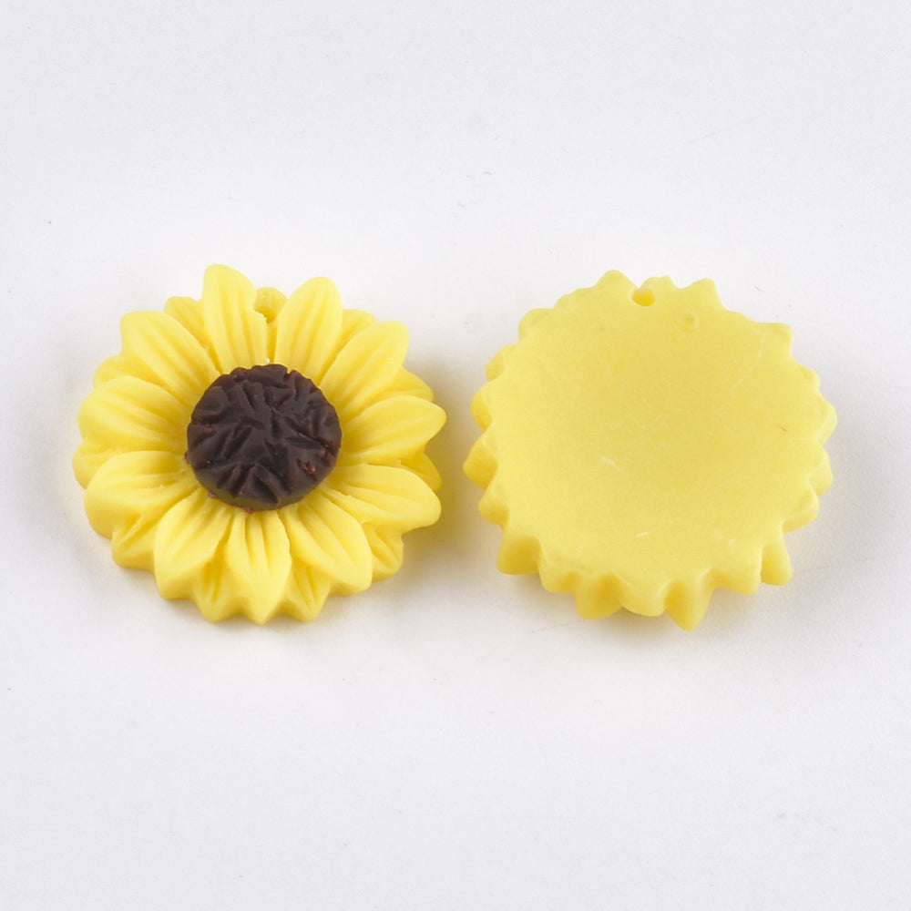 Sunflower pendants, Resin Sunflower pendant, yellow sunflower pendant