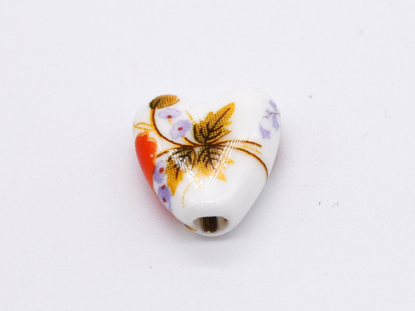 Red flower heart beads, red heart beads, heart beads with red flowers, red flower beads, flower beads, floral beads, beads with flowers