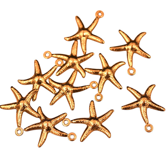 10 Starfish pendants, 18K Gold Plate Starfish pendants, 304 Stainless Steel Starfish pendant, Starfish pendants, sea pendants, ocean pendant