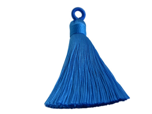 2 Deep Sky Blue Ice Silk Tassels, 2 Deep Sky Blue Ice Silk Tassels 60-67mm, Polyester Ice Silk Tassels Deep Sky Blue, Tassels Deep Sky Blue