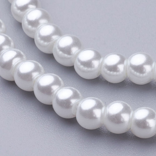 White 4mm beads, pearlized white 4mm beads, white beads, small white beads, tiny white beads, craft white beads, jewelry 4mm white beads