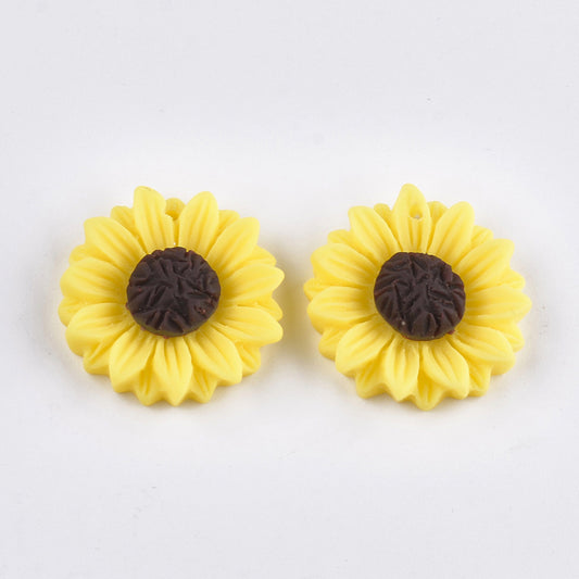 Sunflower pendants, Resin Sunflower pendant, yellow sunflower pendant